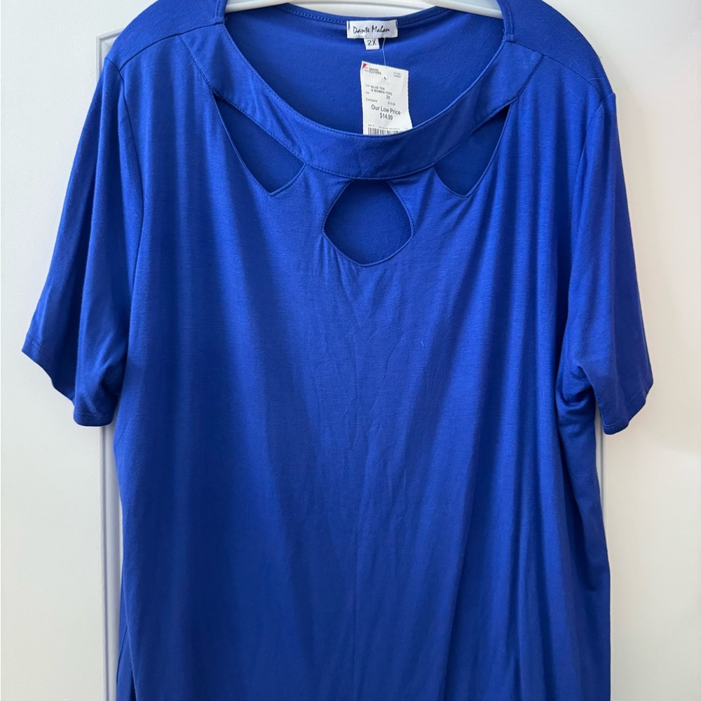 3/$10 Plus Size blue Cut-Out Women Top